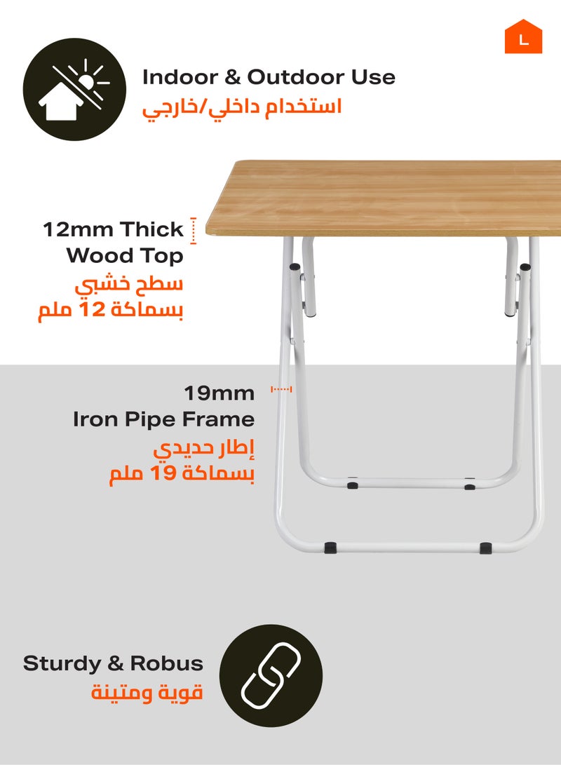 LAWAZIM Square Foldable Table - 70x70x81.5CM Brown - Compact, Portable, Sturdy, and Easy-to-clean Table with Iron Frame and Modern Design - Ideal for Small Spaces, Living Rooms, and Outdoor Use  - Image 3