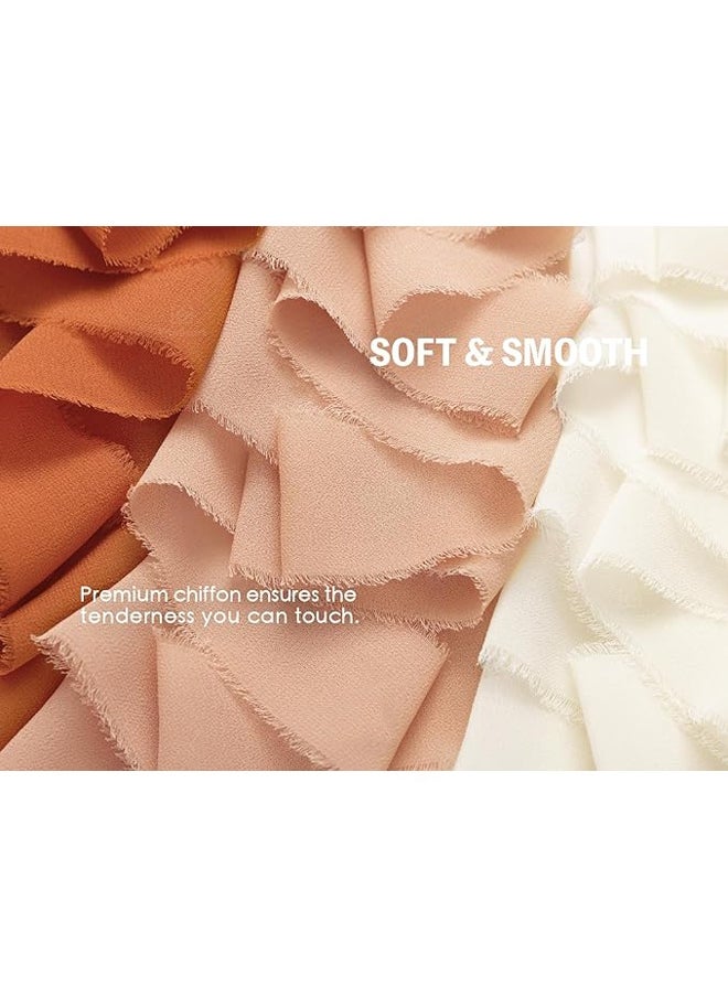 Zeemey 3 Rolls Handmade Fringe Chiffon Silk Ribbon 1 12 Inch x 7Yd Terracotta & Cream Ribbons Set for Wedding Invitations Bridal Bouquets Gift Wrapping Holiday Decor Burnt Orange Fall(4cm*5m)  - Image 3
