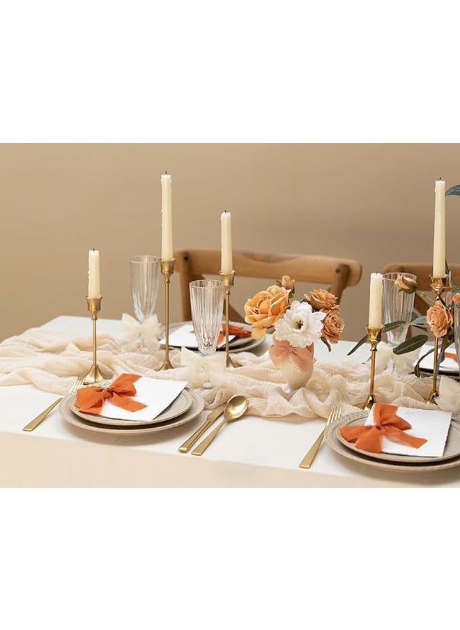 Zeemey 3 Rolls Handmade Fringe Chiffon Silk Ribbon 1 12 Inch x 7Yd Terracotta & Cream Ribbons Set for Wedding Invitations Bridal Bouquets Gift Wrapping Holiday Decor Burnt Orange Fall(4cm*5m)  - Image 2