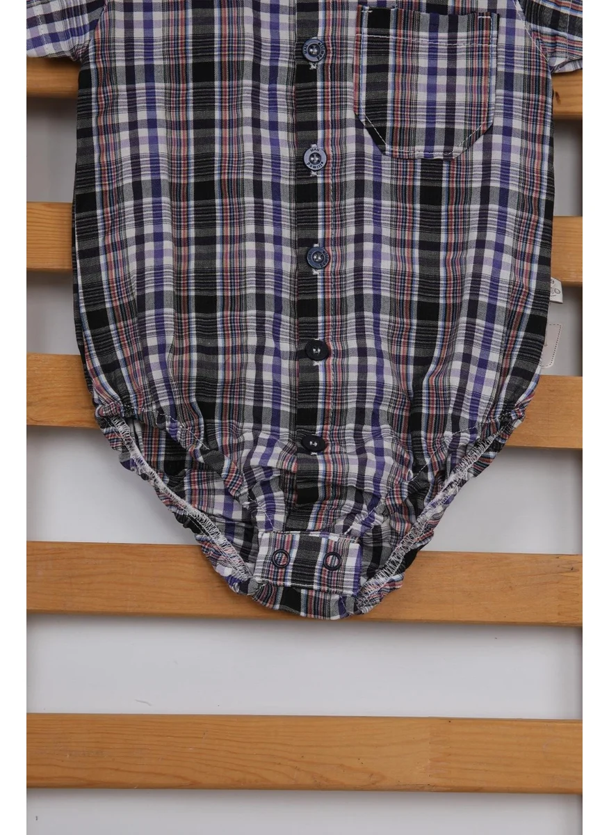 بيبي دولا Short Sleeve Poplin Fabric Baby Boy Plaid Shirt Badi 3503S