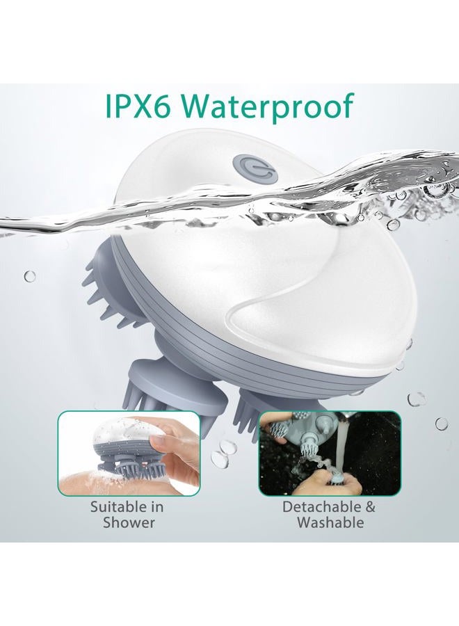 ORIA Electric Scalp Massager, Waterproof Electric Head Massager, Portable Rechargeable Head Scratcher with 4 Removable Massage Claws, 96 Massage Nodes, for Stress Relief, Full Body Relaxation, White - Image 5