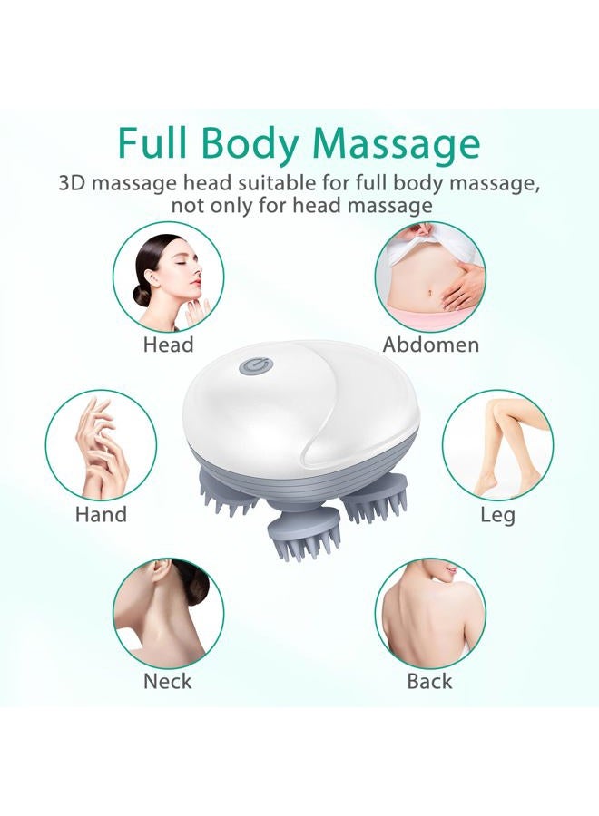 ORIA Electric Scalp Massager, Waterproof Electric Head Massager, Portable Rechargeable Head Scratcher with 4 Removable Massage Claws, 96 Massage Nodes, for Stress Relief, Full Body Relaxation, White - Image 3