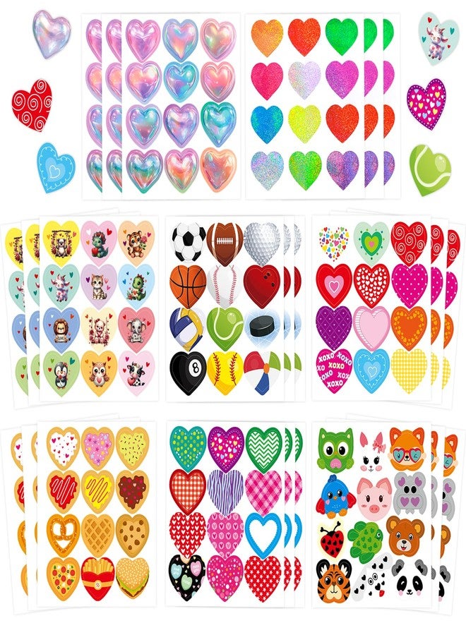Ceiba Tree 40Sheets Valentines Day Heart Stickers 480Pcs Assorted Hearts Shaped Stickers for Kids Happy Valentine's Day Decorations Classroom Reward Supplies - Image 1