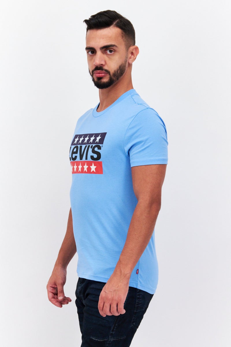 Levi's Men Crew Neck Short Sleeves Printed T-Shirt, Blue - Image 2