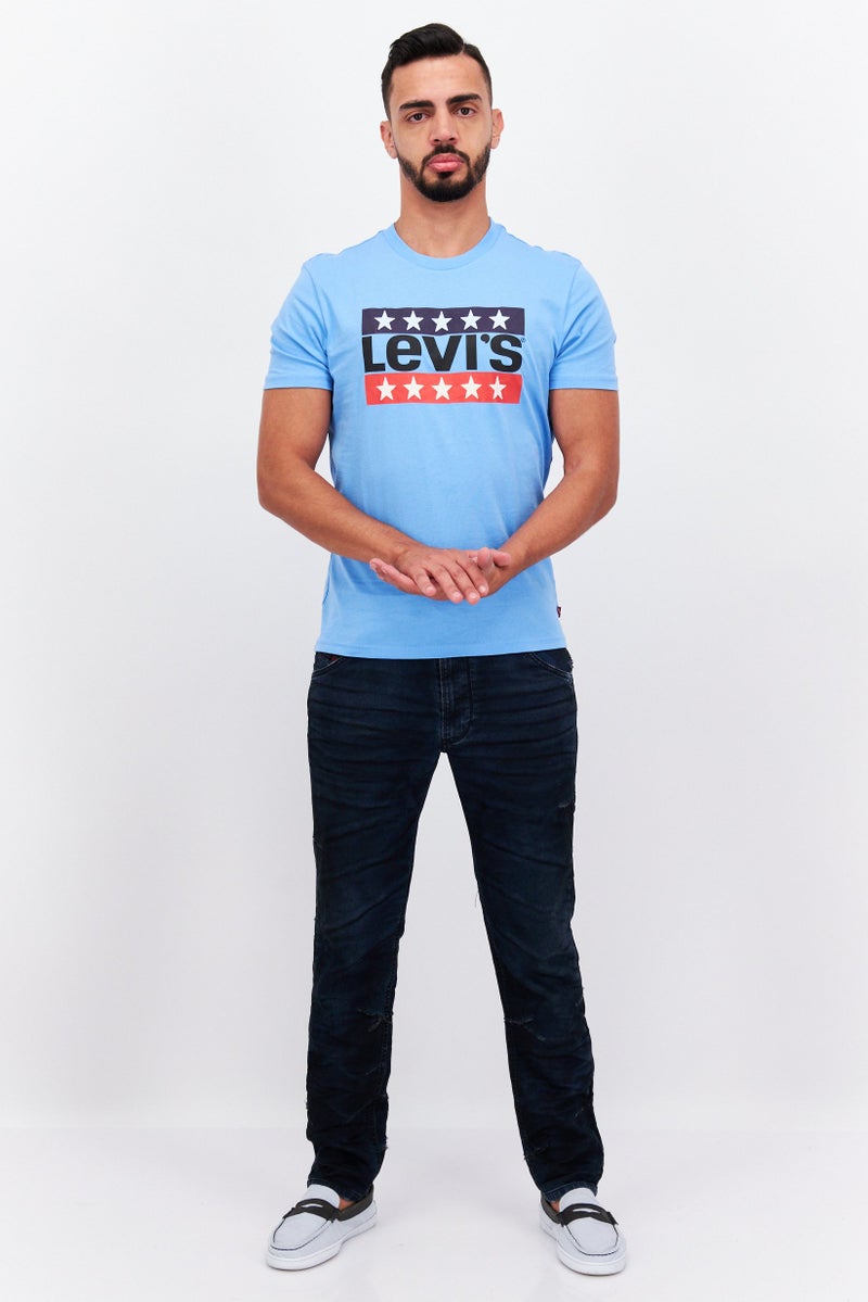 Levi's Men Crew Neck Short Sleeves Printed T-Shirt, Blue - Image 4