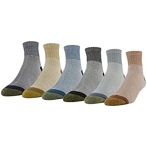 GOLDTOE Mens 656P Cotton Ankle Athletic Socks Multipairs Rust Assorted 6Pairs Large