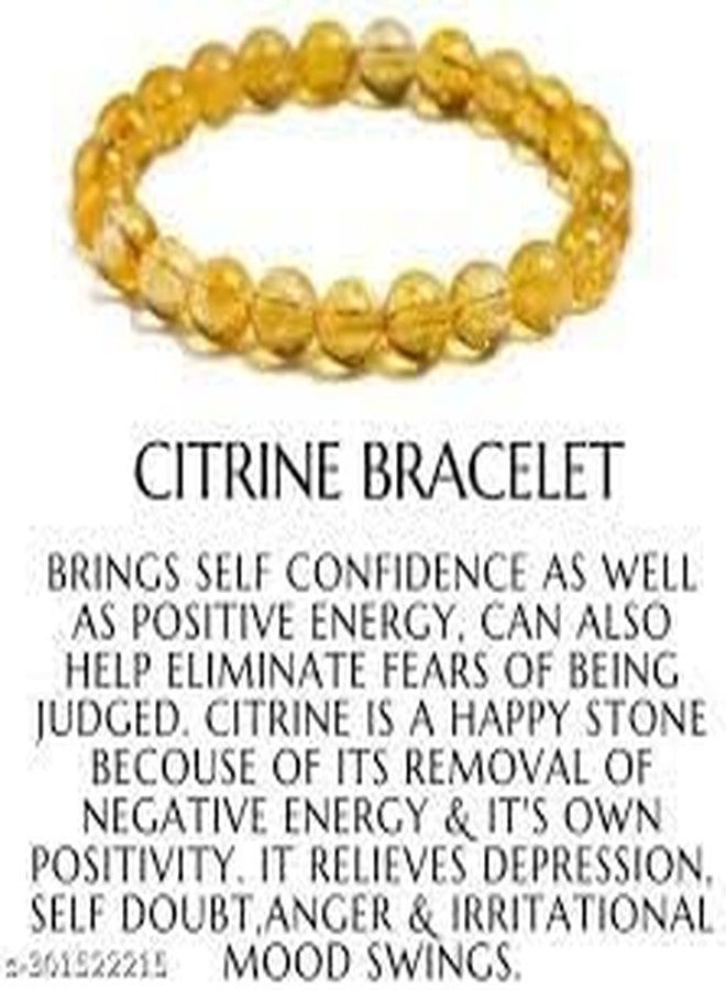 TRISHAKTI PRODUCTS - The life healing products Natural Original Crystal stone Charm Citrine Crystal Bracelet-Citrine Beads 8mm Bracelet Gemstone Healing Crystal Natural Stone Chakra Beaded Bracelets for Women Positivity Anxiety Relief Yoga Stretchable Band (Yellow) - Image 4