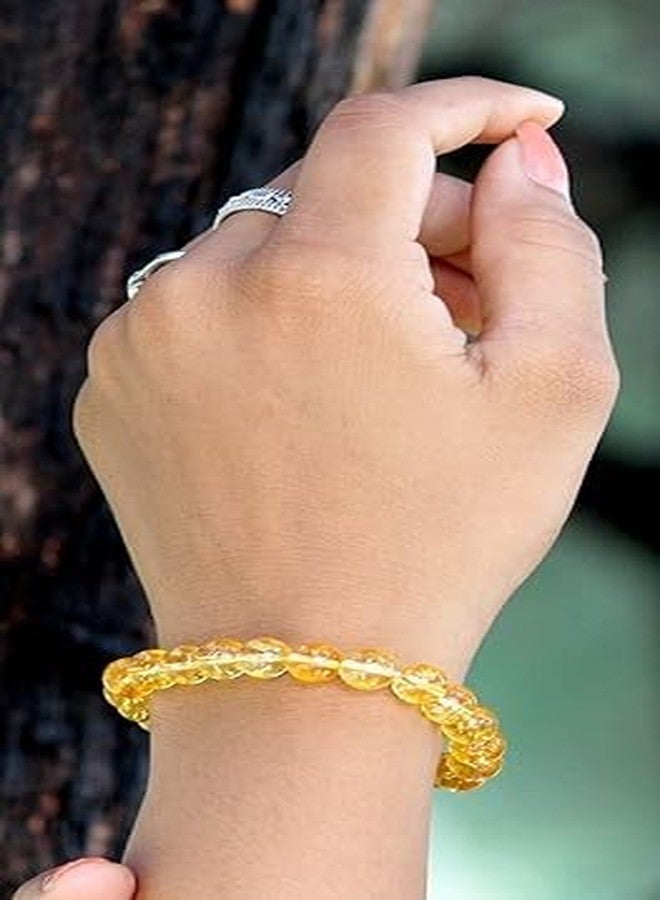 TRISHAKTI PRODUCTS - The life healing products Natural Original Crystal stone Charm Citrine Crystal Bracelet-Citrine Beads 8mm Bracelet Gemstone Healing Crystal Natural Stone Chakra Beaded Bracelets for Women Positivity Anxiety Relief Yoga Stretchable Band (Yellow) - Image 5