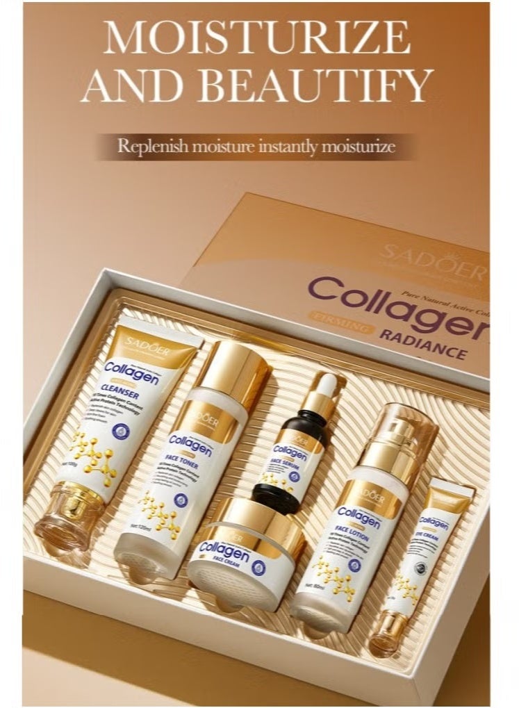 SADOER Anti Wrinkle Collagen Skin Care Set Nourishing Whitening Moisturizing Fast Absorbing Anti Aging Smooth and Soft Skin Remove Wrinkles and Dullness 6pcs Set - Image 2
