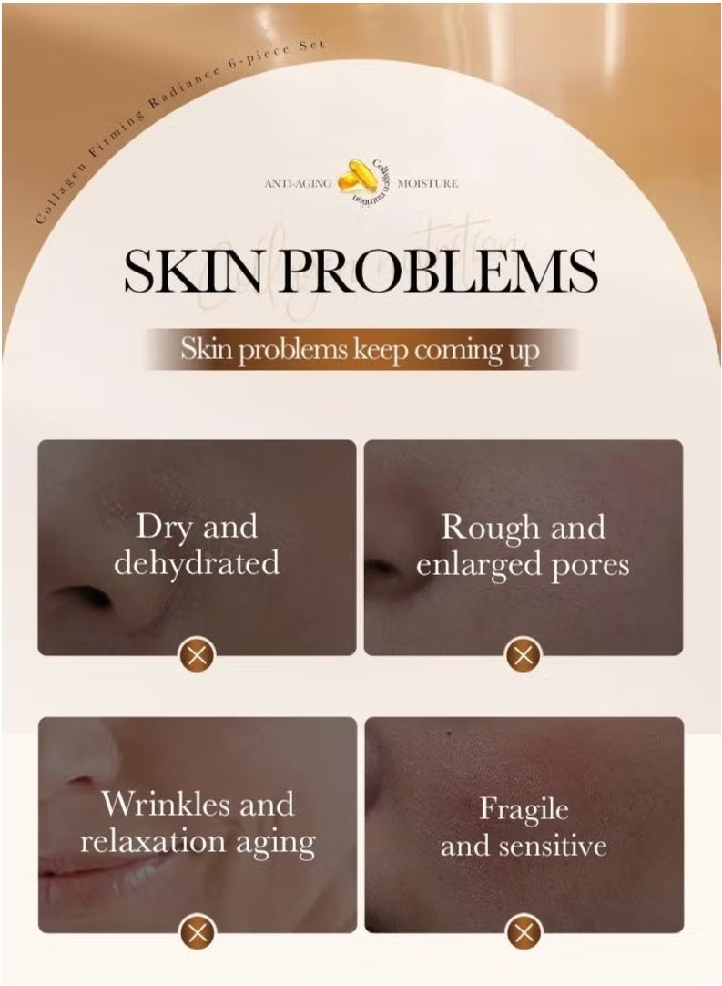 SADOER Anti Wrinkle Collagen Skin Care Set Nourishing Whitening Moisturizing Fast Absorbing Anti Aging Smooth and Soft Skin Remove Wrinkles and Dullness 6pcs Set - Image 5