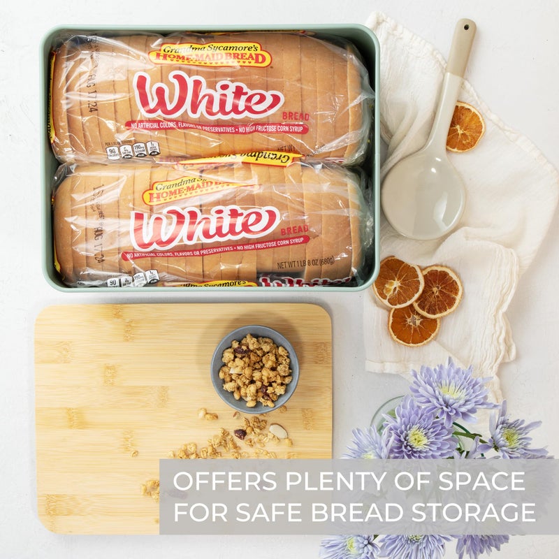 ZICOTO Beautiful Bread Box With Wooden Lid For Your Kitchen Countertop - Spacious Container Perfectly Stores Your Homemade Bread, English Muffins & Bagels - Quality Cutting Board Lid Keeps Bread Fresh - Image 5