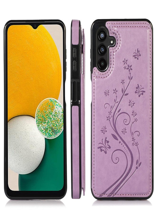 أسو ويش جراب هاتف Asuwish لهاتف سامسونج جالاكسي A13 5G/4G مع واقي شاشة من الزجاج المقوى، وحامل بطاقات، ومحفظة، وغطاء، وحامل، وغطاء قلاب من الجلد، وملحقات للهواتف المحمولة A04s M13 G5 A 13 LTE 13A 2022، للنساء والفتيات، باللون البنفسجي - Image 4