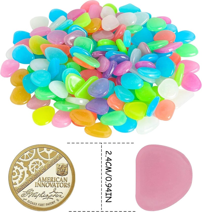 HZYH 150 Pcs Luminous Stones for Decoration, Mixed Color Glow Rocks for Aquarium, Fish Tank, Garden, Patio, and Lawn, Eco-Friendly DIY Pebbles for Walkways, Yards, and Flower Beds - Image 3