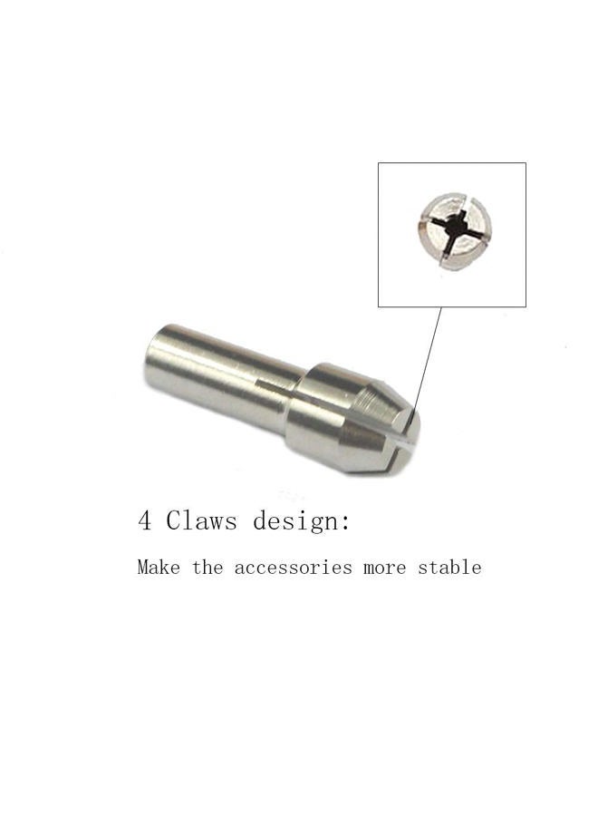 Luo ke 8 Pcs Rotary Tool Accessories - Durable Shiny Stainless Steel Collet Brass Chuck Fits Dremel Rotary Tools Including 4 Size (1/1.6/2.4/3.2) mm(Silver) - Image 4