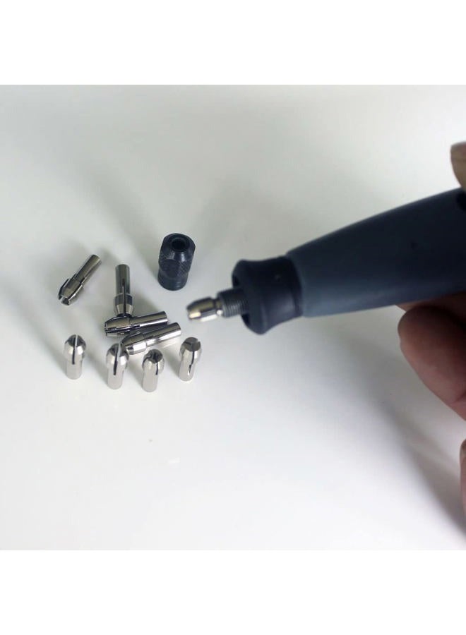 Luo ke 8 Pcs Rotary Tool Accessories - Durable Shiny Stainless Steel Collet Brass Chuck Fits Dremel Rotary Tools Including 4 Size (1/1.6/2.4/3.2) mm(Silver) - Image 5