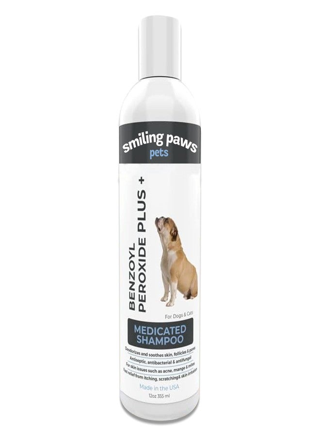 Smiling Paws Pets - Itch Relief Shampoo for Pets - Contains Benzoyl Peroxide - Kills Fleas - Relieves Allergies, Itching, Dermatitis, Mange, Dandruff, Acne, Demodex, Seborrhea, Pyoderma - 12oz - Image 1
