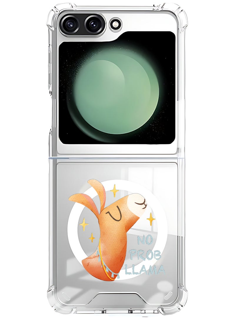 Theodor Magnetic Case for Samsung Galaxy Z Flip 6 Compatible with MagSafe Wireless Charging, Shockproof Phone Bumper Cover No prob llama - Image 1