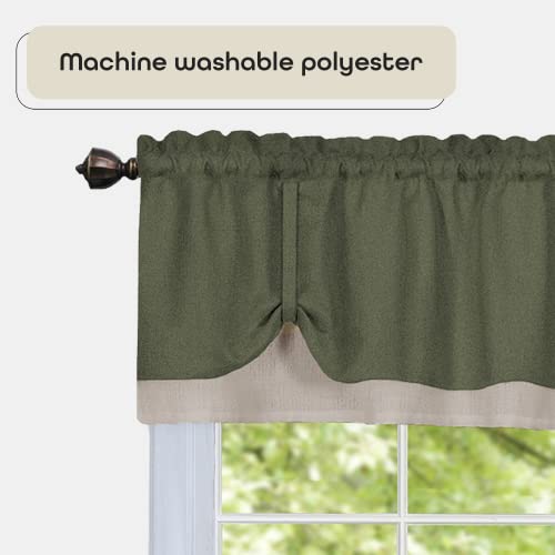 Achim Soft Window Darcy Curtain Valance, Green & Camel - 58 Inch Width, 14 Inch Length, 1.5 Inch Rod Pocket, Light Filtering,- for Kitchen and Bathroom by Achim Home Decor - Image 3