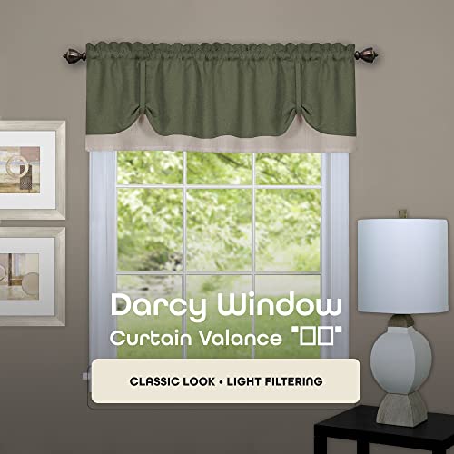 Achim Soft Window Darcy Curtain Valance, Green & Camel - 58 Inch Width, 14 Inch Length, 1.5 Inch Rod Pocket, Light Filtering,- for Kitchen and Bathroom by Achim Home Decor - Image 2