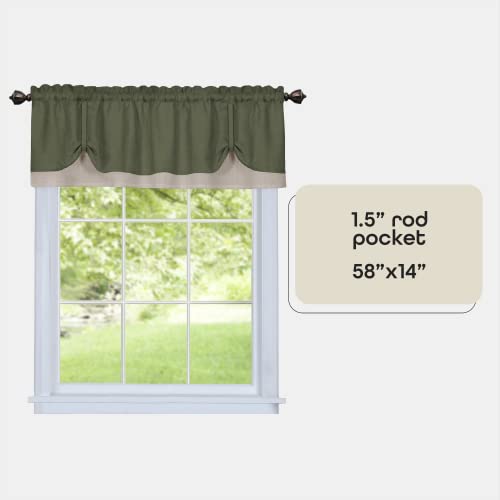 Achim Soft Window Darcy Curtain Valance, Green & Camel - 58 Inch Width, 14 Inch Length, 1.5 Inch Rod Pocket, Light Filtering,- for Kitchen and Bathroom by Achim Home Decor - Image 4