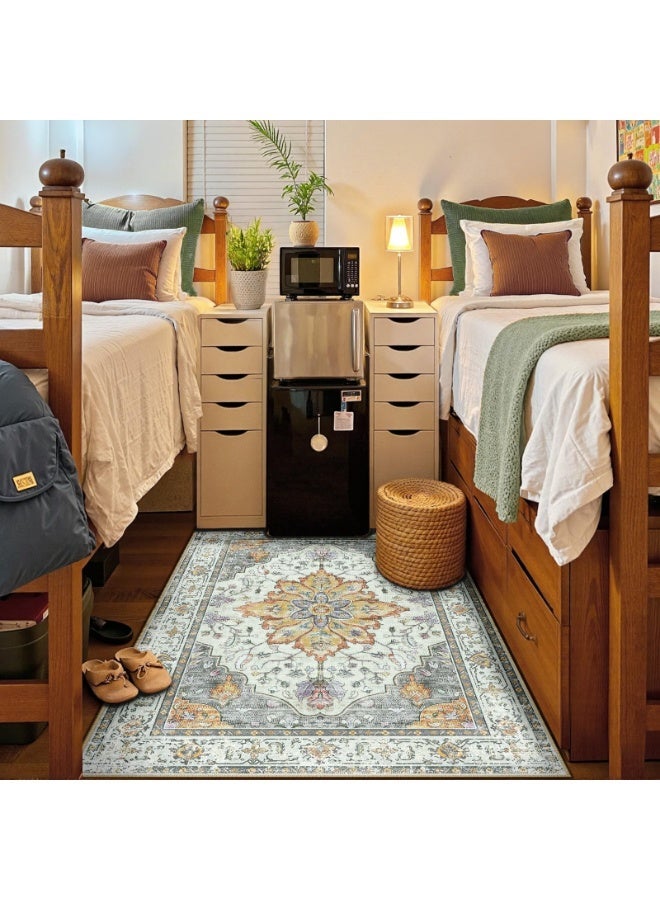 اكسيسن سجاد بمساحة 200*300 سم لغرفة المعيشة، سجاد عتيق قابل للغسل في الغسالة ومقاوم للانزلاق، سجاد منخفض الوبر مطبوع لغرفة النوم وغرفة الطعام والمكتب المنزلي - Image 3