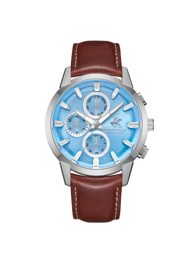 BEVERLY HILLS POLO CLUB BEVERLY HILLS POLO CLUB BP3666X.302 Men's Multi Function Display Watch & Leather Strap Dark Brown