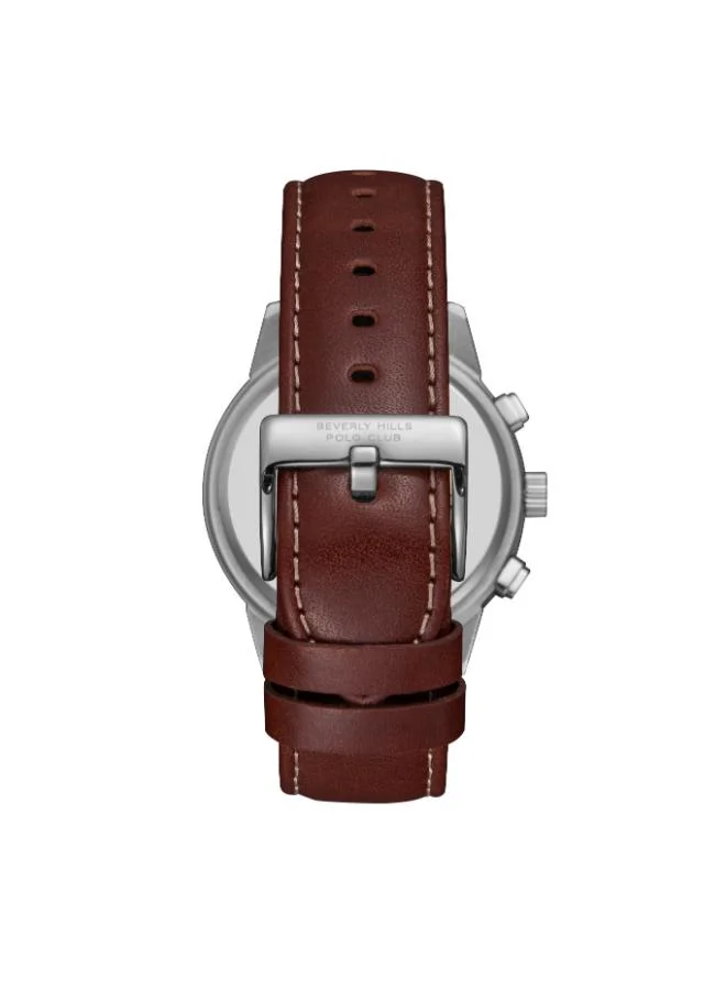 BEVERLY HILLS POLO CLUB BEVERLY HILLS POLO CLUB BP3666X.302 Men's Multi Function Display Watch & Leather Strap Dark Brown