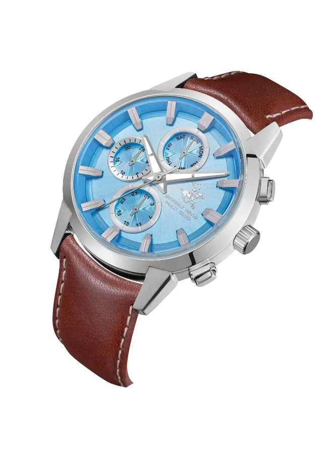 BEVERLY HILLS POLO CLUB BEVERLY HILLS POLO CLUB BP3666X.302 Men's Multi Function Display Watch & Leather Strap Dark Brown