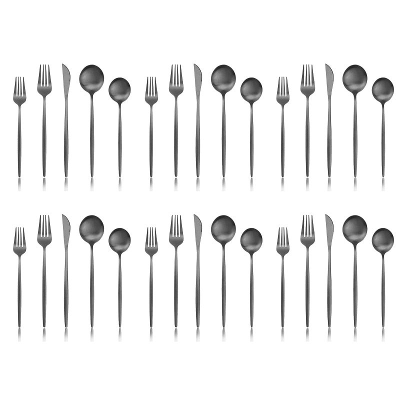 JANKNG Matte 30Pieces Flatware Set 180 Stainless Steel Dinnerware Kitchen Utensils For Dinner Dessert Cake Tea Coffee Tableware Service For 6 Black