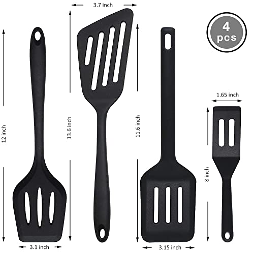 Pharamat Silicone Spatula Set of 4, Spatula Turner for Kitchen, Slotted Fish Turner for Eggs, Pancakes, Omelets - Image 2