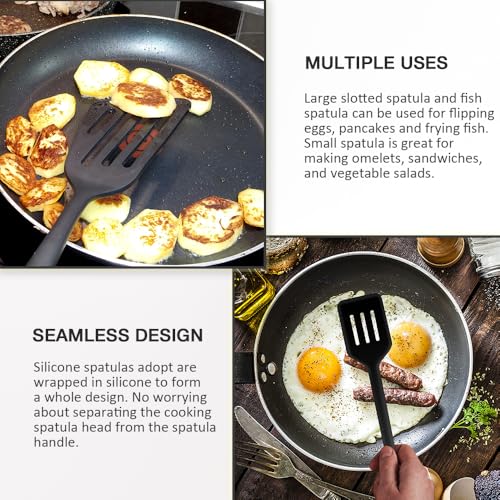 Pharamat Silicone Spatula Set of 4, Spatula Turner for Kitchen, Slotted Fish Turner for Eggs, Pancakes, Omelets - Image 5