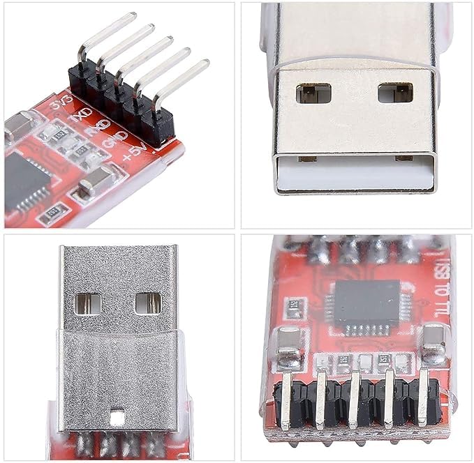 CP2102 USB 2.0 to TTL UART Serial Convertor Module - 5 Pin - Red and Silver - Image 3