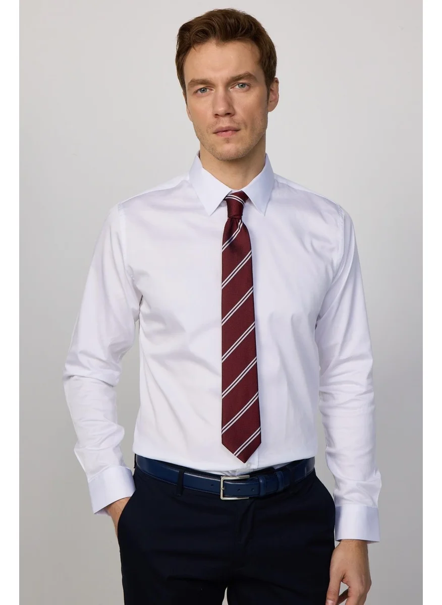 Tudors Slim Fit Premium Series Cotton Lycra White Men's Shirt