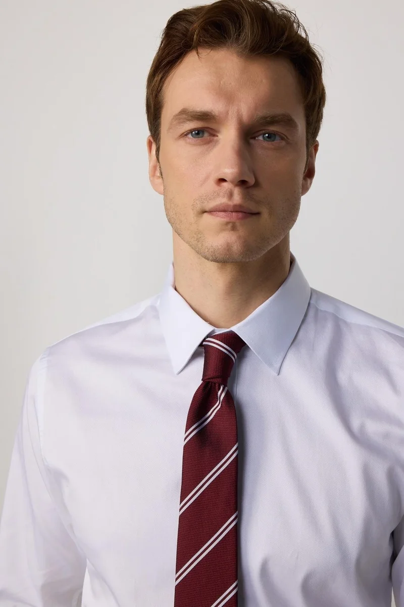 Tudors Slim Fit Premium Series Cotton Lycra White Men's Shirt
