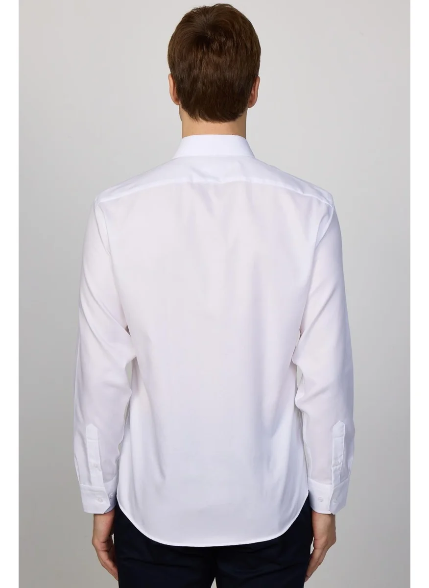 Tudors Slim Fit Premium Series Cotton Lycra White Men's Shirt