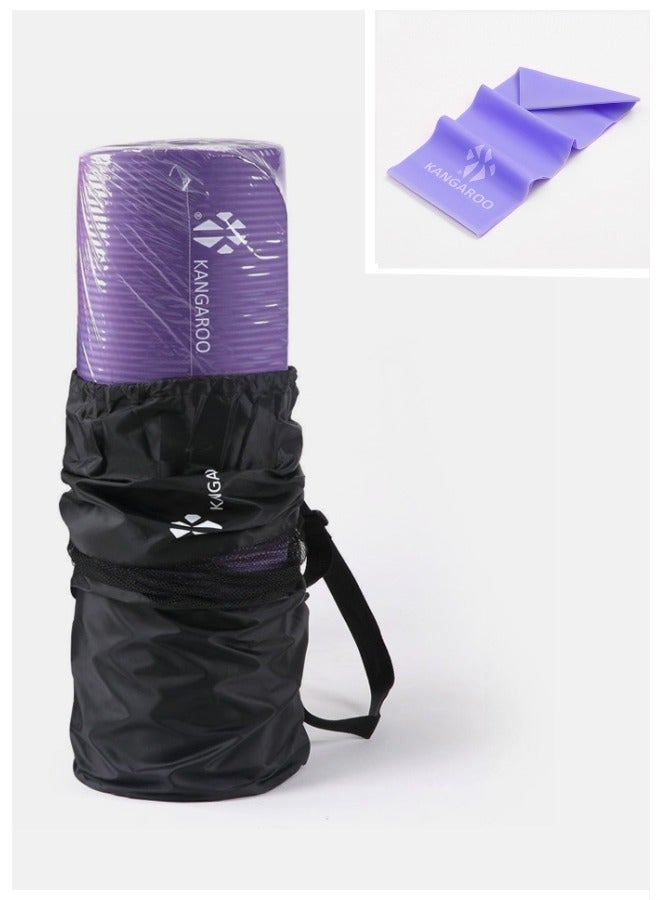 كانجرو مجموعة فرشة التمارين سمك 15 ملي بنفسجي مع شريط مقاومة لون بنفسجي