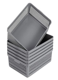 Eslite Eslite Plastic Organizing Baskets/Storage Tray Baskets,6-Pack,Gray  - Image 1