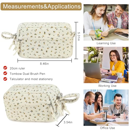 Bluboon Big Capacity Pencil Case Pencil Pouch Pen Case School Supplies Cute Pencil Box Pencil Bag for Teen Girls Boys Women Man Black Floral 92 - Image 3