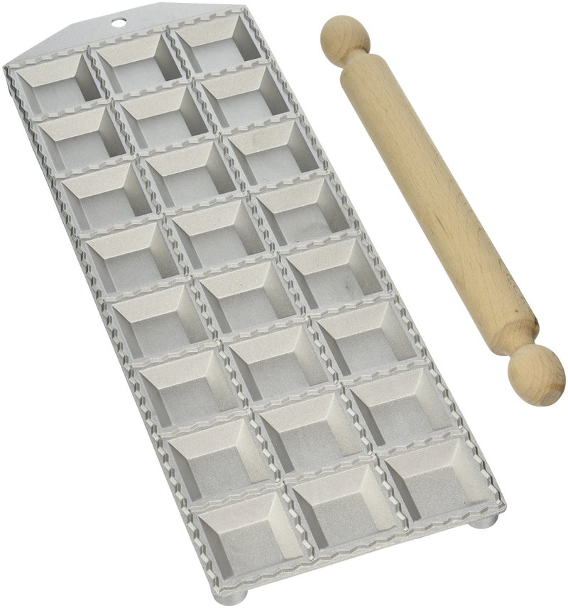 Eppicotispai Eppicotispai 24Hole Aluminum Square Ravioli Maker with Rolling Pin 