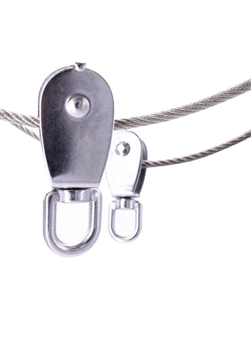 CREATIEE-PRO CREATIEE-PRO 4Pcs M25 Stainless Steel Wire Rope Crane Double Pulley Block Lifting Crane Swivel Hook Single Pulley Block Hanging Wire Towing Wheel  - Image 5