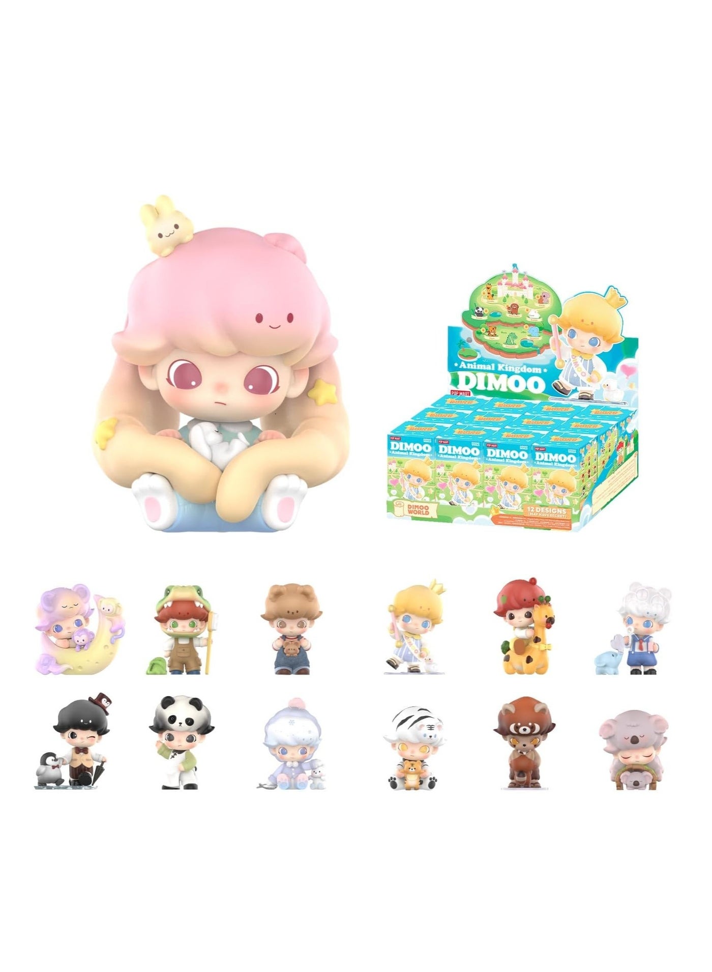 POP MART Dimoo Animal Kingdom Series Figures DIMOO Blind Box Figures, Random Design Action Figures Collectible Toys Home Decorations, Holiday Birthday Gifts, Single Box