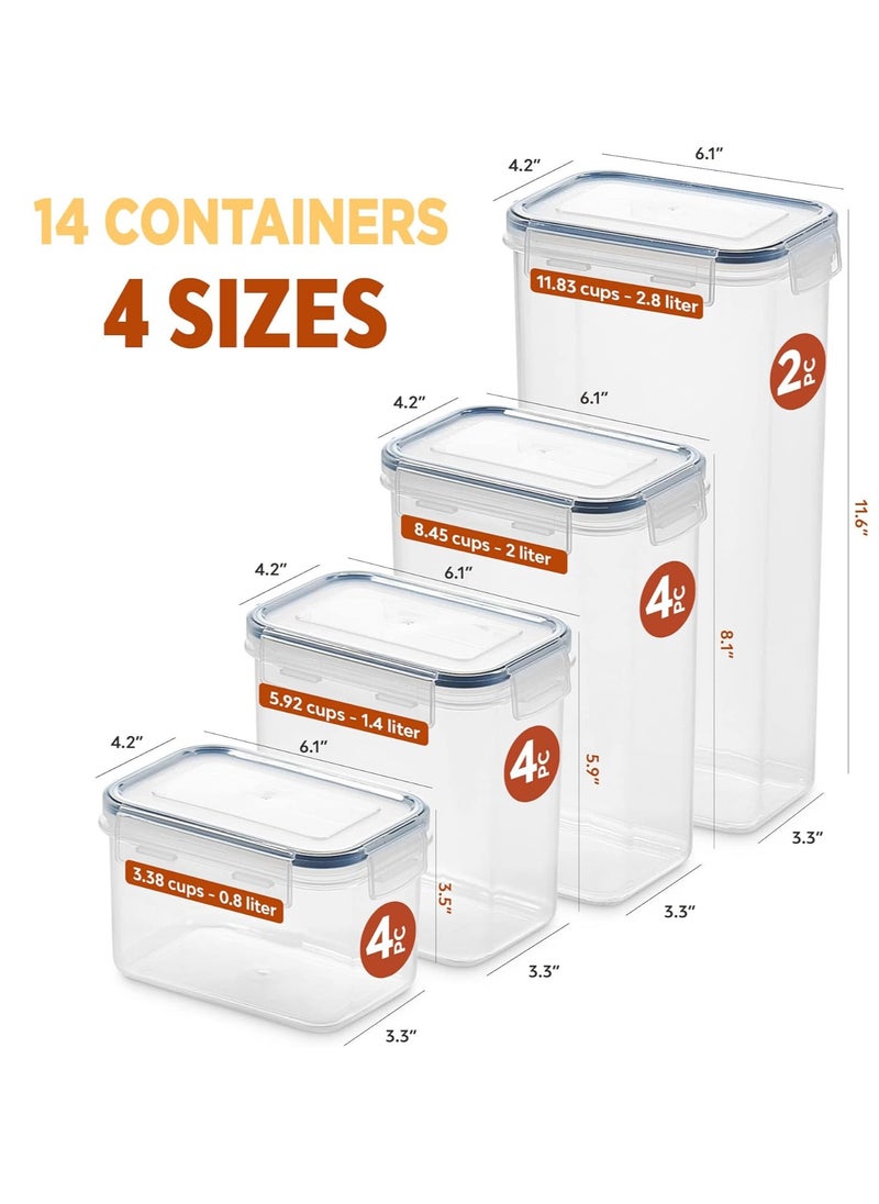 Arabest - 14 Pack Airtight Food Storage Containers, BPA-Free Storage boxes with Lids, Stackable Kitchen and Pantry Organizers for Cereal, Dry Food Flour & Sugar - Image 1