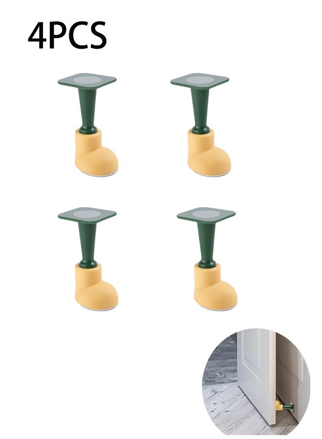 4 عبوات لطيف جدار الباب ، سيليكون الباب توقف ذاتية اللصق ، بدون حفر ، سدادة إطار الباب المزخرفة ، تبقى مفتوحة مناسبة للمطبخ ، غرفة النوم ، الدراسة (أخضر) - Image 1