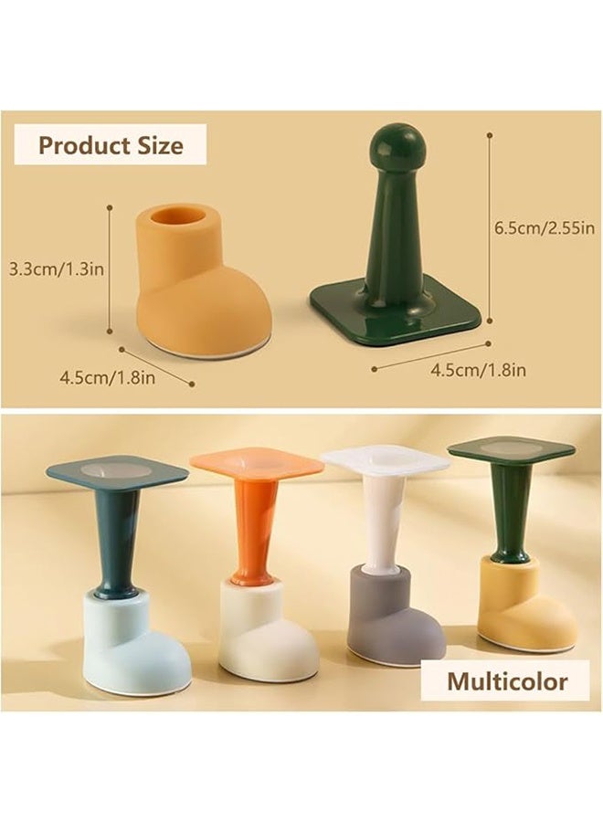 4 عبوات لطيف جدار الباب ، سيليكون الباب توقف ذاتية اللصق ، بدون حفر ، سدادة إطار الباب المزخرفة ، تبقى مفتوحة مناسبة للمطبخ ، غرفة النوم ، الدراسة (أخضر) - Image 2