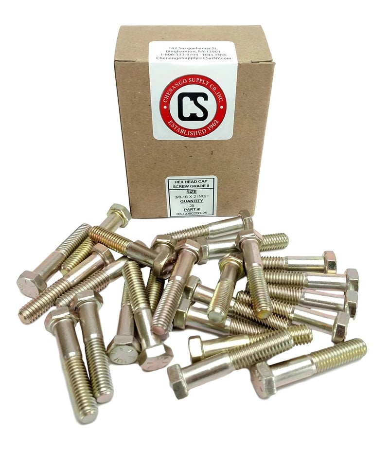 Chenango Supply 3/8-16 x 2 Hex Head Bolts, Grade 8 (3/4" to 4" Lengths in Listing) Hex Head Cap Screws (3/8-16x2 (25 pcs)) - Image 2