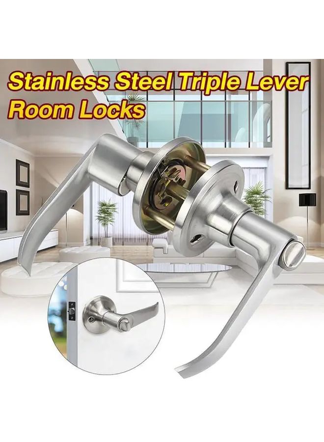 30 50mm Stainless Steel Triple Lever Interior Door Lock Set With Keys Rust Resistant - Image 5