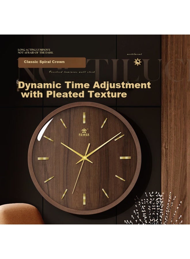 Power Wall Clock With Walnut Frame And Roman Numerals For Bedroom Living Room 30Cm - Image 2