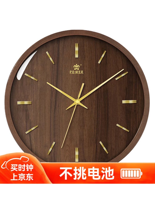Power Wall Clock With Walnut Frame And Roman Numerals For Bedroom Living Room 30Cm - Image 1