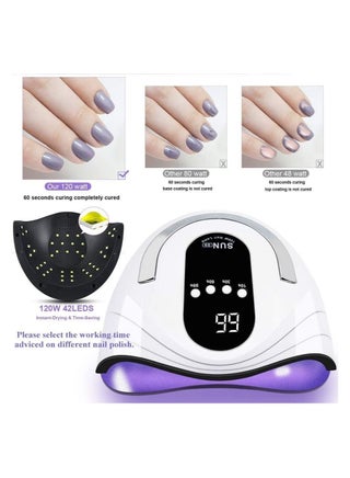 UV LED Nail Lamp, 120W Nail Dryer 42 LED Lamps for Gel Polish , 4 Timer Setting, Automatic Sensor Gel Lamp Nail Art Tools for Fingernail & Toenail - view 3
