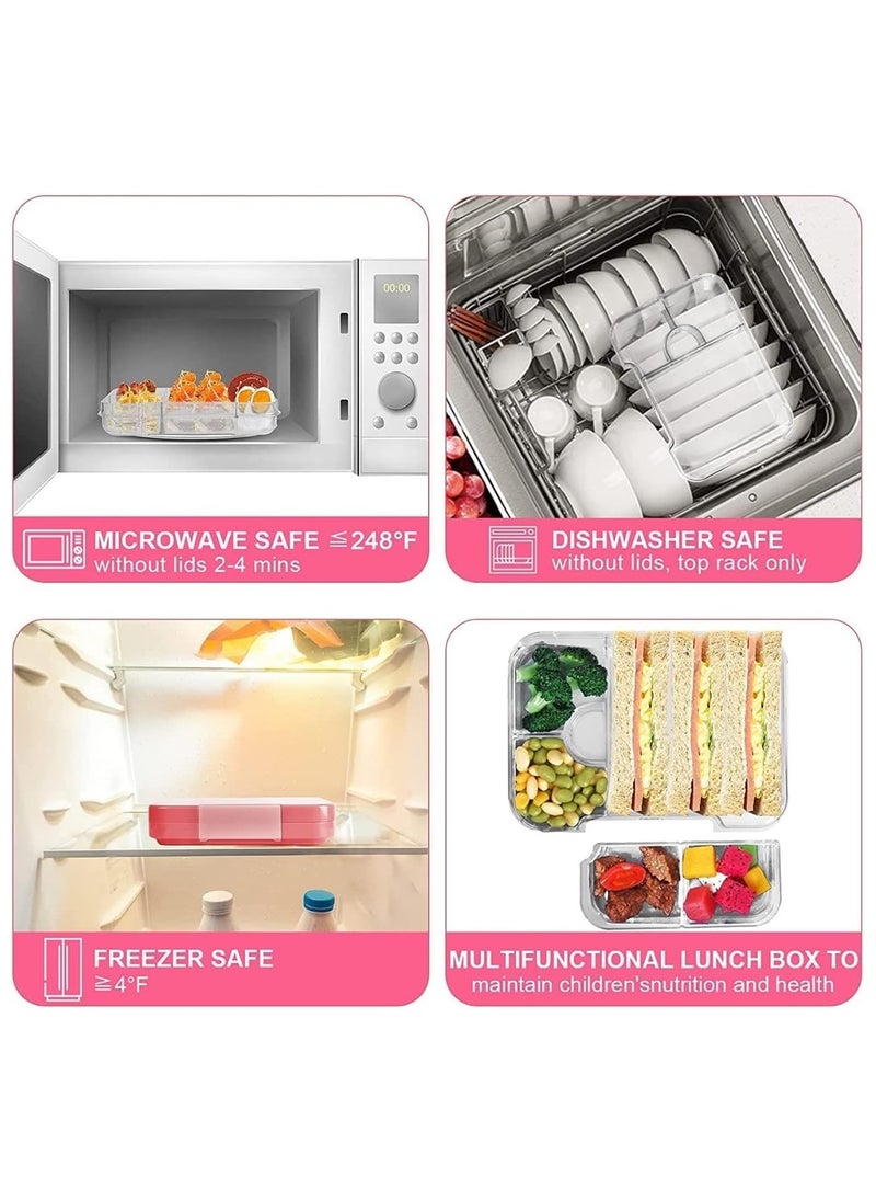 Bento Lunch Box For Kids, BPA-Free Leakproof Lunch Wontainers With 4/6 Compartments (Pink)